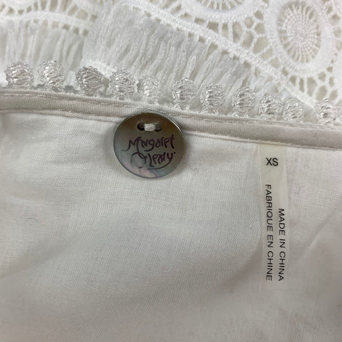 MARGARET OLEARY Size XS White Polyester Eyelet Short Sleeve Dress