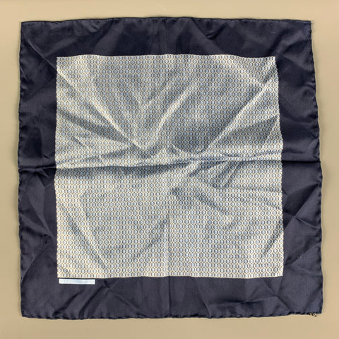 HERMES Navy Blue Dots Silk Twill Pocket Square