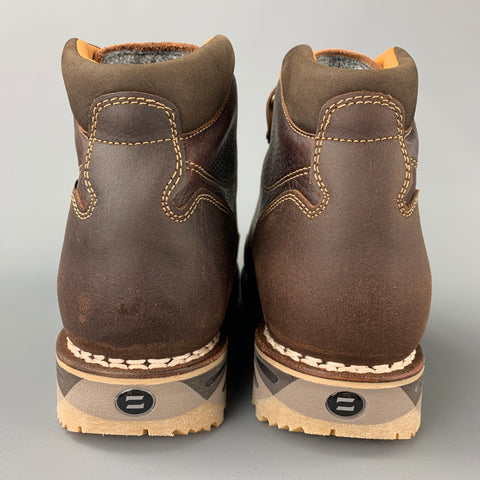 ZAMBERLAN Size 9 Brown Contrast Stitch Leather Lace Up Boots