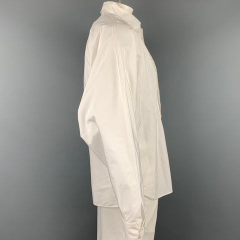 Vintage JEAN PAUL GAULTIER Size XL White Cotton Wing Sleeve Pleated Long Sleeve Shirt