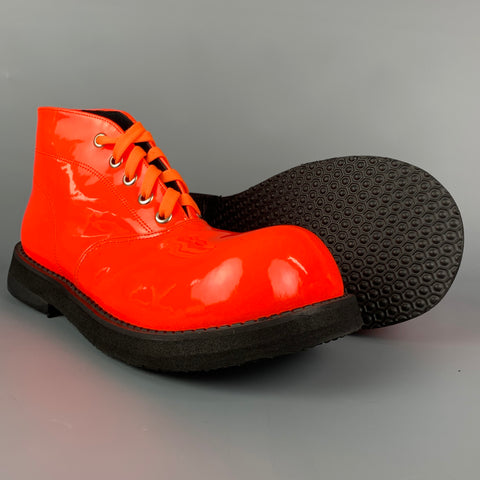 CUSTOM MADE Size 11 Orange Coated Canvas Lace Up Boots