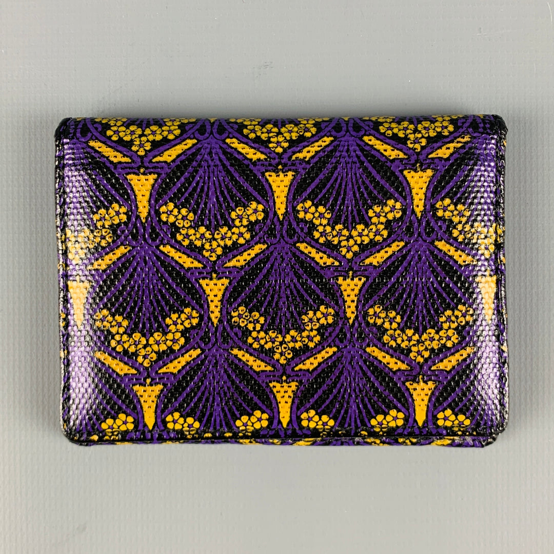 LIBERTY OF LONDON Purple Yellow Abstract Floral Leather Wallet