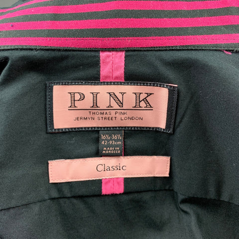 THOMAS PINK Size L Black Cotton French Cuff Long Classic Sleeve Shirt