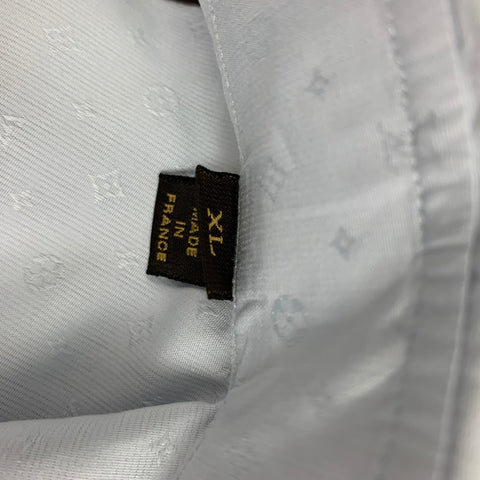 LOUIS VUITTON Size XL Light Blue Monogram Cotton Button Up Long Sleeve Shirt