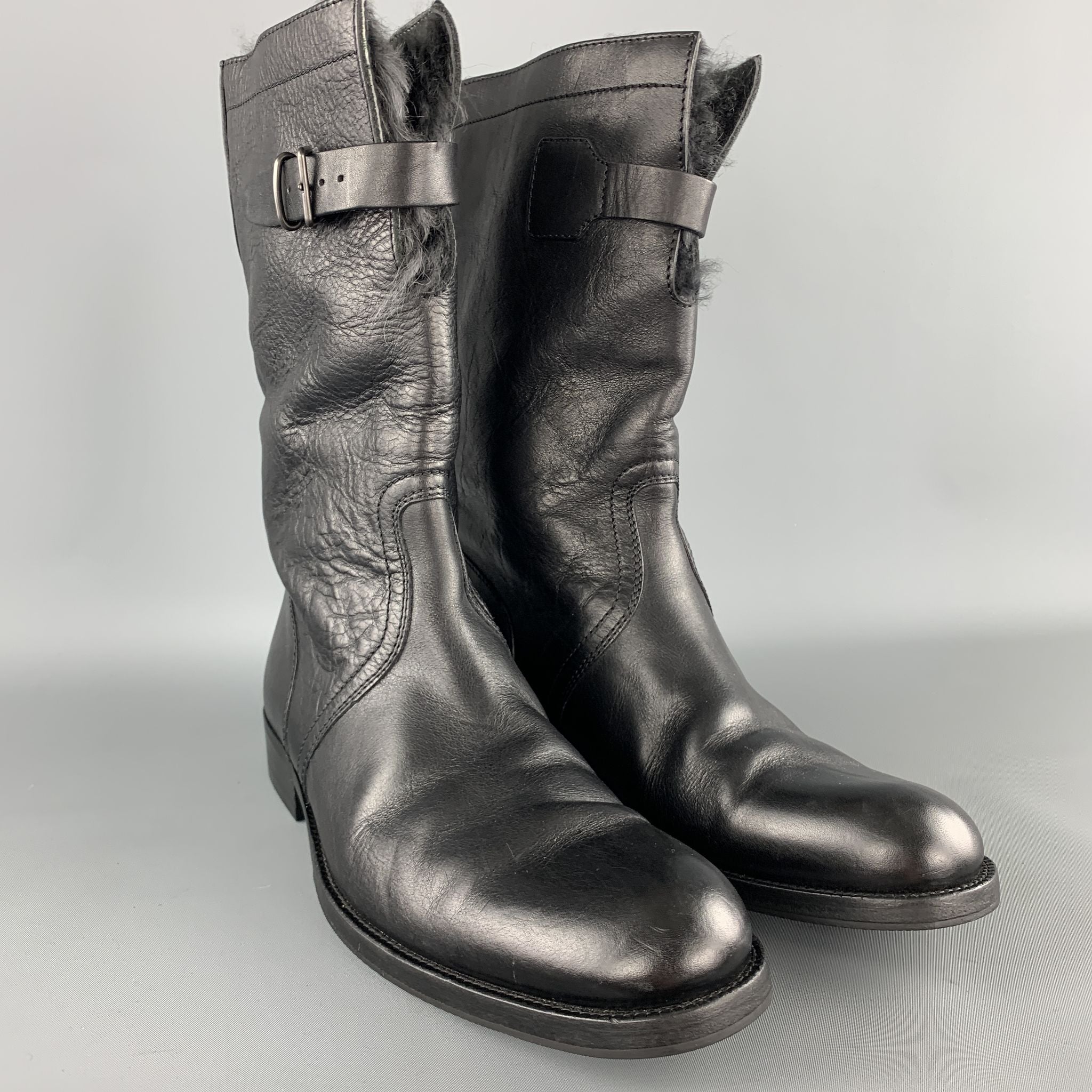 GUCCI by TOM FORD Men's Size US 8 / UK 7.5 D Black Leather Fur