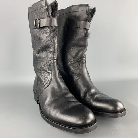 GUCCI by TOM FORD Men's Size US 8 / UK 7.5 D Black Leather Fur Lined Calf Boots