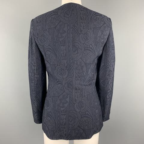 GIORGIO ARMANI Size 0 Navy Jacquard V Neck Jacket
