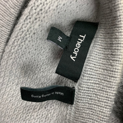 THEORY Size M Grey Knit Cashmere Crew-Neck Pullover