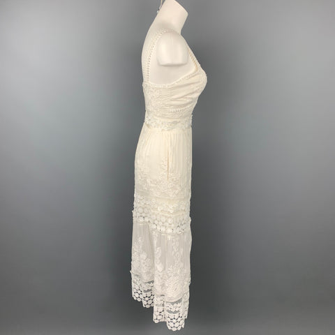 SELF-PORTRAIT Size 6 White Lace Cotton Blend Dress