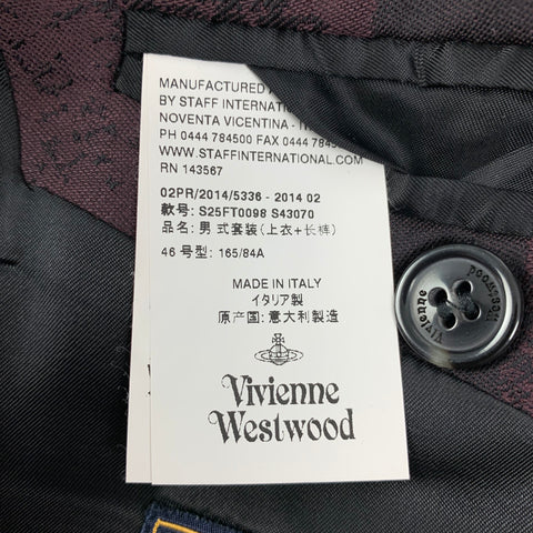 VIVIENNE WESTWOOD MAN Size 36 Burgundy Brown Jacquard Wool Sport Coat