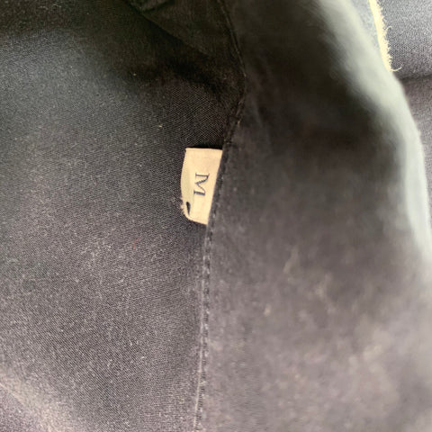 OFFICINE GENERALE Size M Navy Cotton Blend Camp Short Sleeve Shirt