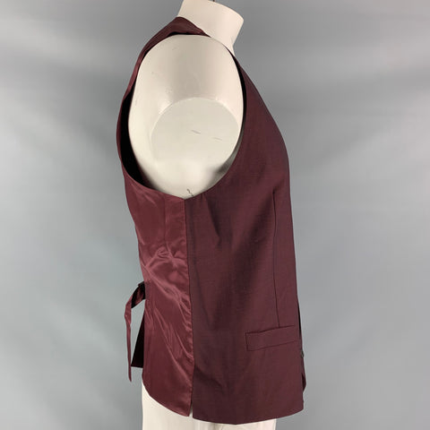 DOLCE & GABBANA  Size 46 Solid Wool &  Mohair Buttoned Burgundy Vest