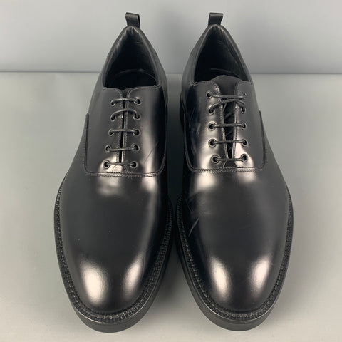 PRADA Size 11 Black Leather Lace Up Shoes
