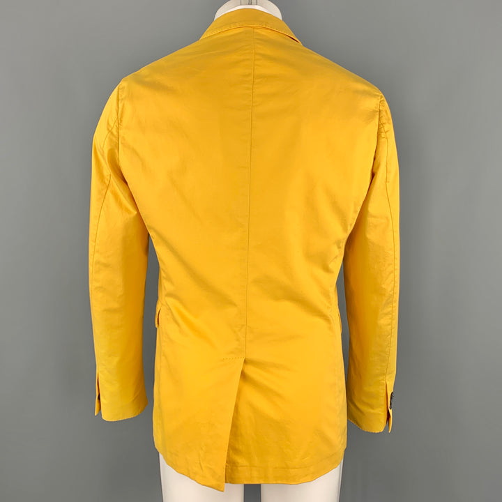 BURBERRY LONDON Size 40 Yellow Cotton Notch Lapel Two Buttons Sport Coat