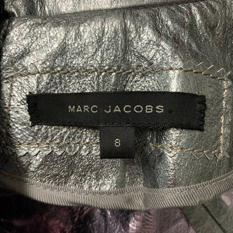 MARC JACOBS Chaqueta con cremallera metálica plateada talla 8