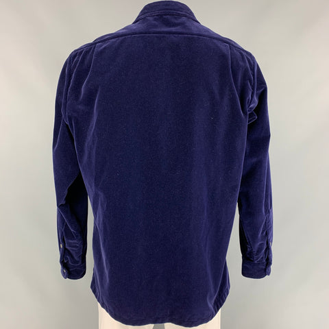 RALPH LAUREN Purple Label Size L Purple Velvet Cotton Button Up Long Sleeve Shirt