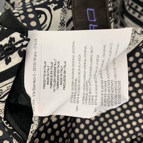 ETRO Size 42 Grey & Black Polka Dot Silk Notch Lapel Sport Coat
