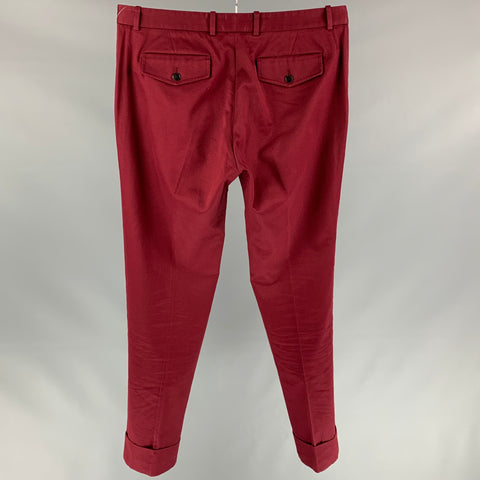 GUCCI Talla 34 Pantalones casuales con puños burdeos