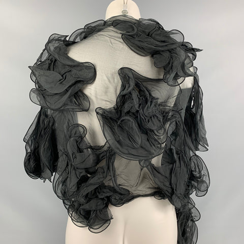 GIORGIO ARMANI Black Ruched Silk Scarves & Shawls