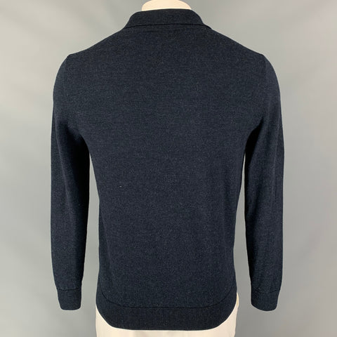 A.P.C. Size XL Navy Merino Wool Polo Pullover