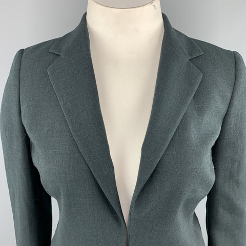 AKRIS Size 12 Forest Green Wool Zip Off Sport Coat Blazer Jacket