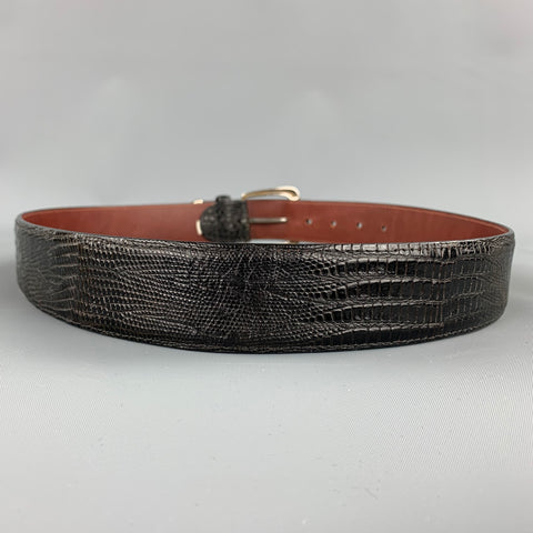 RALPH LAUREN Size 32 Black Textured Lizard Belt