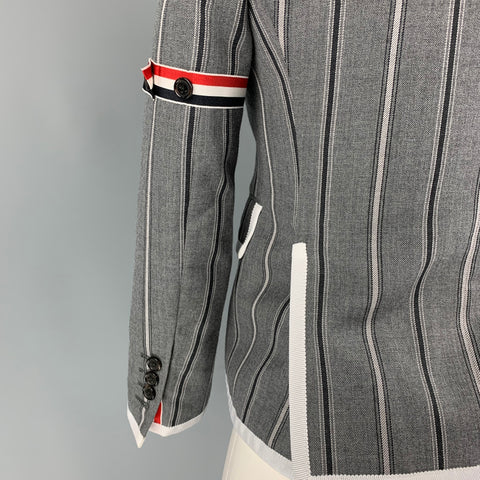 THOM BROWNE Taille 2 Veste courte à rayures en laine gris anthracite