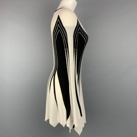 ANNE FONTAINE Athena Taille 4 Robe asymétrique en laine mélangée noire et blanche