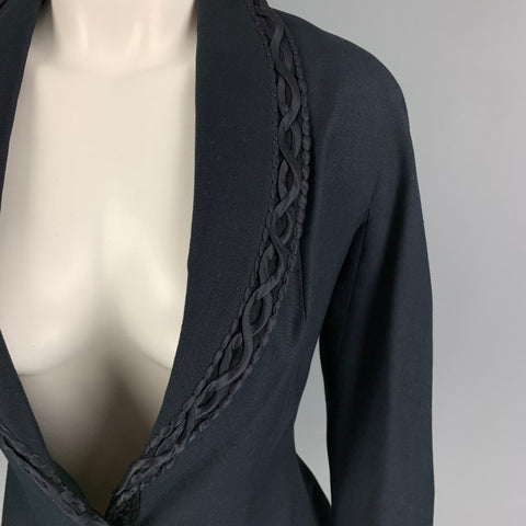 CHRISTIAN DIOR Talla 10 Chaqueta de lino de viscosa azul marino Blazer