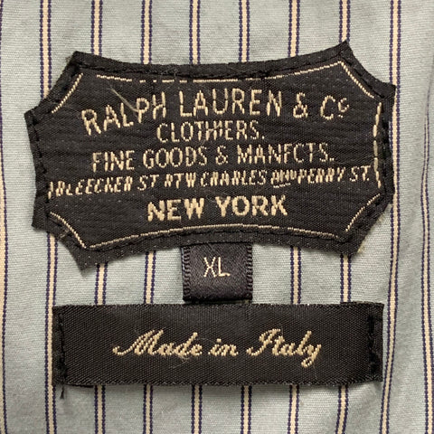 RALPH LAUREN Size XL Indigo & Black Pinstripe Cotton Denim Vest