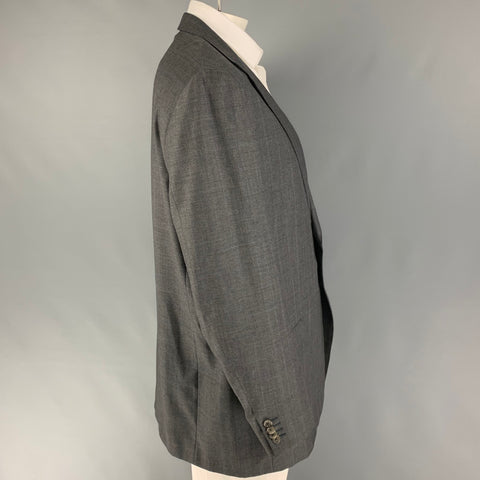 ERMENEGILDO ZEGNA Talla 46 Abrigo deportivo de lana con panel de ventana gris con un solo pecho