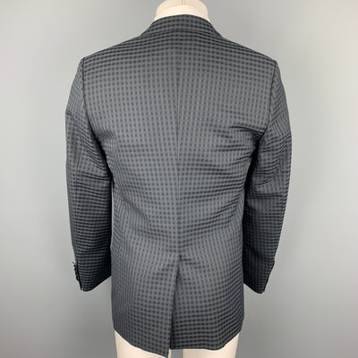 GUCCI Size 38 Regular Black on Black Checkered Wool Sport Coat