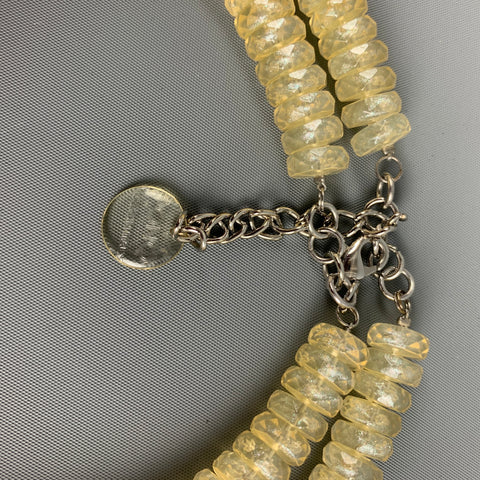 VINTAGE Yellow Beaded Double Link Necklace