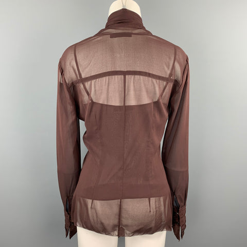 DONNA KARAN Taille 6 Blouse camisole en soie bordeaux à nouer