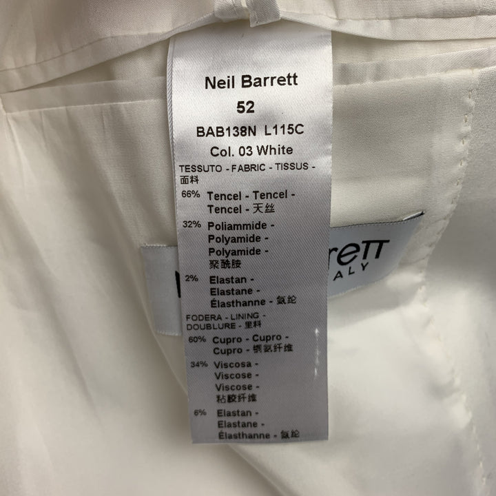 NEIL BARRETT Taille 42 Manteau de sport à revers en mélange de Tencel blanc