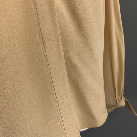 CHLOE Taille 8 Blouse en crêpe de soie beige à col en V et poignets à nœud