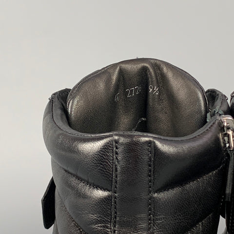 PRADA Size 10.5 Black Quilted Leather High Top Sneakers