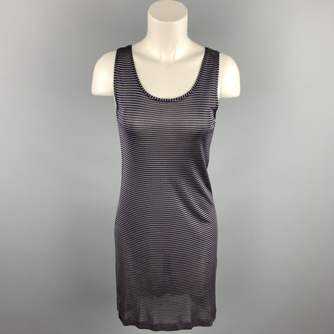 DRIES VAN NOTEN Size S Navy Stripe Jersey Viscose Tank Dress