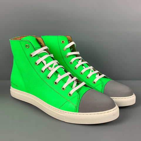 MARC JACOBS Size 10 Green White Grey Leather High Top Sneakers