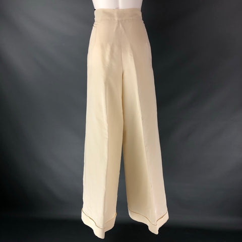 NO BRAND Size 6 Cream Silk Dress Pants