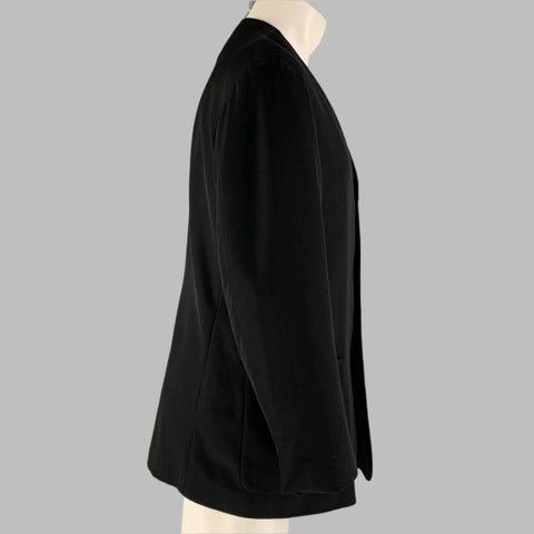 YOHJI YAMAMOTO HOMME Size S SS90 Black Dog Embroidery Wool Collarless Jacket