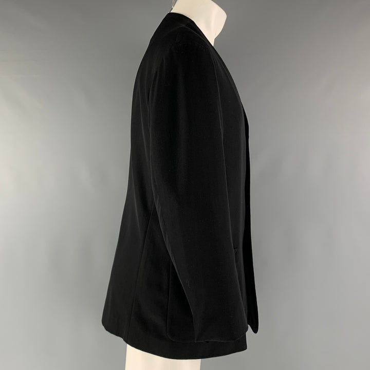 YOHJI YAMAMOTO HOMME Size S SS90 Black Dog Embroidery Wool Collarless Jacket