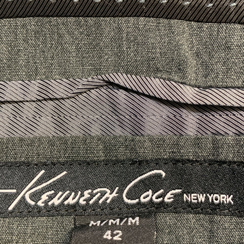 KENNETH COLE M Dark Gray Cotton / Linen Notch Lapel  Sport Coat