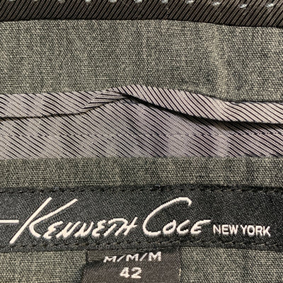 KENNETH COLE M Dark Gray Cotton / Linen Notch Lapel  Sport Coat