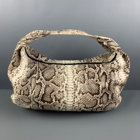 NO BRAND Beige Brown Snake Skin Hobo Handbag
