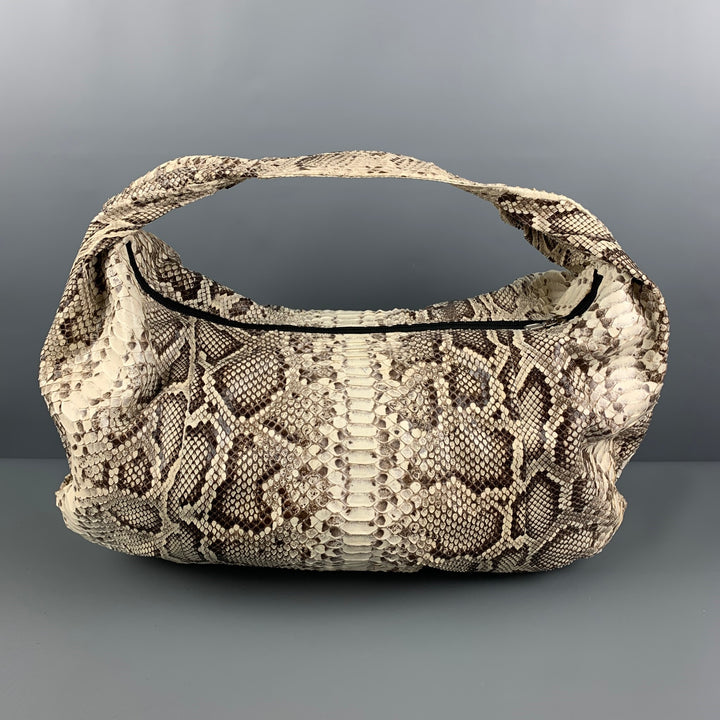 NO BRAND Beige Brown Snake Skin Hobo Handbag