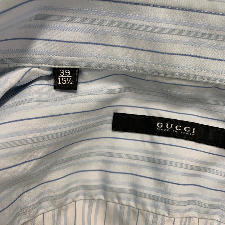 GUCCI Size M Blue Navy Stripe Cotton Long Sleeve Shirt