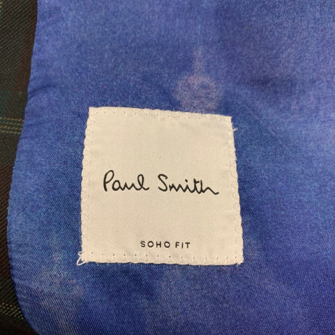 PAUL SMITH Soho Fit Size 46 Regular Brown & Green Plaid Wool Notch Lapel Sport Coat