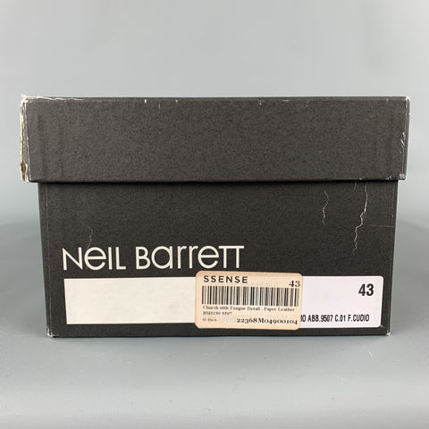 NEIL BARRETT Size 10 Black Textured Suede Cap Toe Lace Up