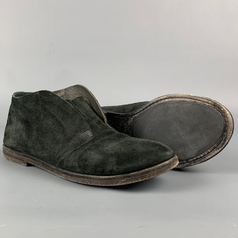 MARSELL Size 7 Black Suede Distressed Flats